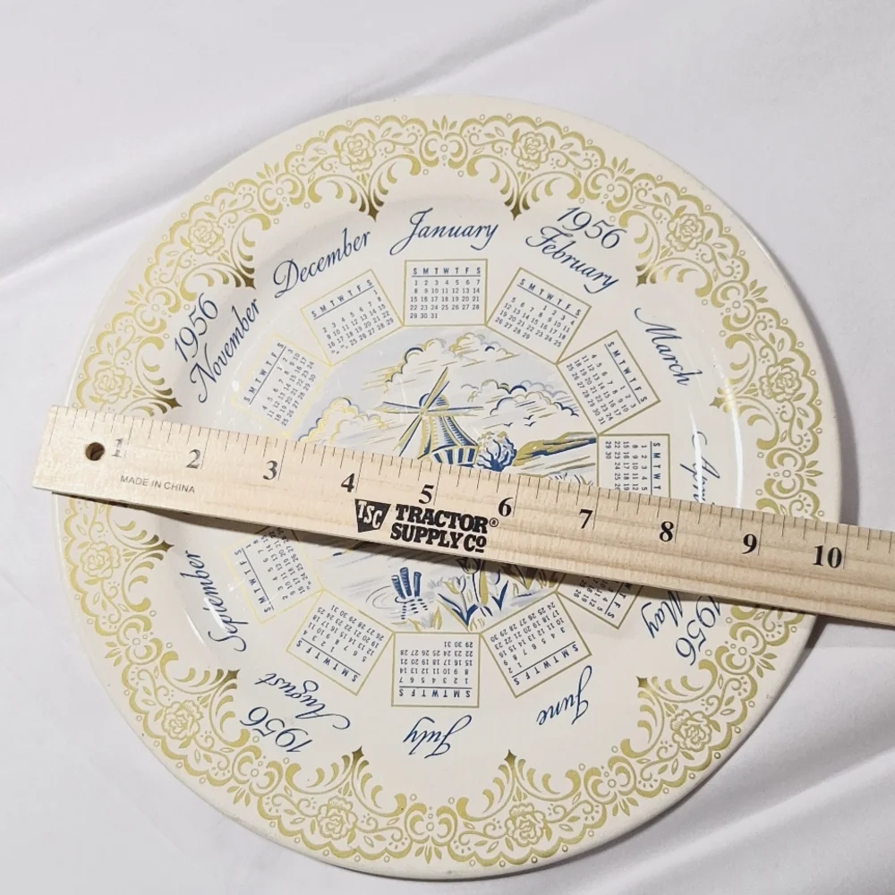 📅 1955-1956 tin calendar plate with windmills
